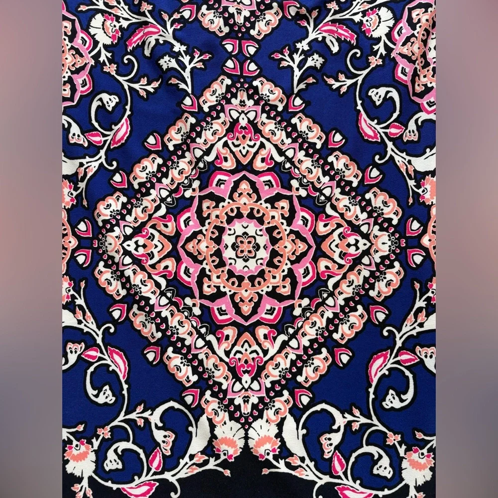 Jessica Howard Elegant Navy and Pink Patterned Shift Dress - Size 8 - Picture 6 of 12